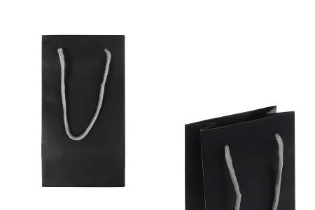 Crna mat poklon kesa 110x60x200mm sa sivom pamučnom ručkom - 20 kom-slika_proizvoda