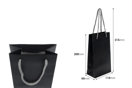 Crna mat poklon kesa 110x60x200mm sa sivom pamučnom ručkom - 20 kom-dimenzije_slike