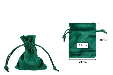 Vrećica od velura 70x90mm, u zelenoj boji - 50 kom-dimenzije_slike