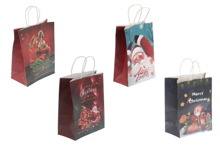 Božićne papirne poklon kese 255x125x330 mm sa ručkom - 12 kom-1
