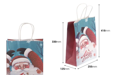Božićne papirne poklon kese 255x125x330 mm sa ručkom - 12 kom-2
