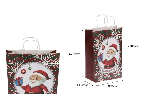 Papirne poklon kese sa Božićnim motivima, dimenzija 315x115x420 mm sa ručkom - 12 kom-2