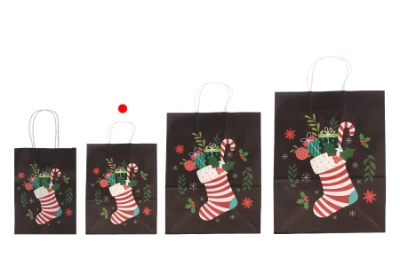 Elegantne papirne poklon kese sa Božićnim motivima, dimenzija 185x95x255 mm sa ručkom - 12 kom-6