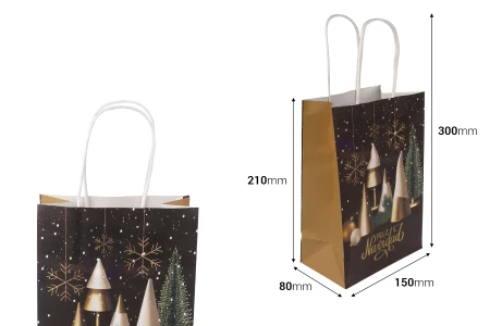 Papirne kese sa Božićnim motivima, dimenzija 150x80x210 mm sa ručkom - 12 kom-2