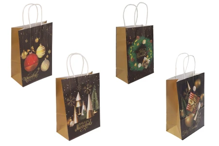 Papirne kese sa Božićnim motivima, dimenzija 185x95x255 mm sa ručkom - 12 kom-1