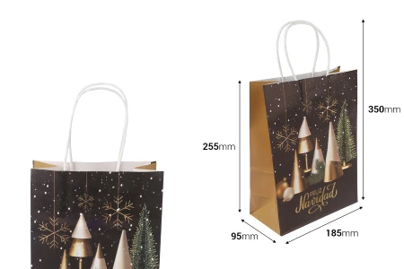 Papirne kese sa Božićnim motivima, dimenzija 185x95x255 mm sa ručkom - 12 kom-2