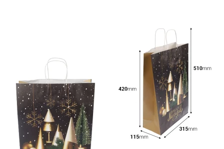 Papirne kese sa Božićnim motivima, dimenzija 315x115x420 mm sa ručkom - 12 kom-2