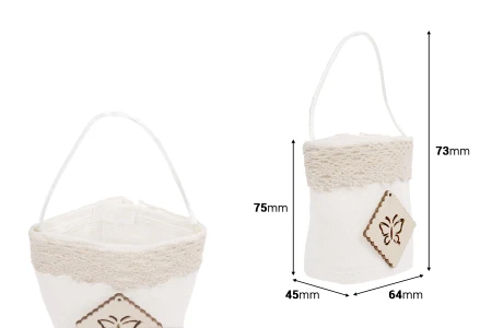 Ručno izrađene vrećice u krem-beloj boji, 64x45x73mm - 12 kom-dimenzije_slike