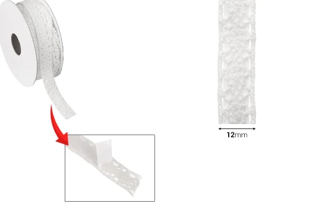 Bela čipka širine 12mm sa samolepljivom trakom - komad je 4,6 metara-dimenzije_slike