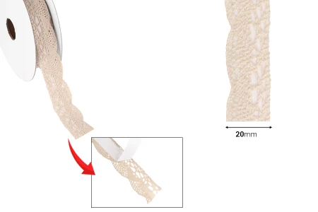 Bež čipka širine 20mm sa samolepljivom trakom - komad je 4,6 metara-dimenzije_slike