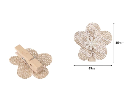 Ručno izrađeni cvetići od materijala na štipaljci, 6 komada-dimenzije_slike