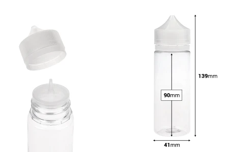 PET flašica 120mL sa plastičnom kapaljkom i providnim zatvaračem za dopunu za električnu cigaretu - 50 kom-dimenzije_slike