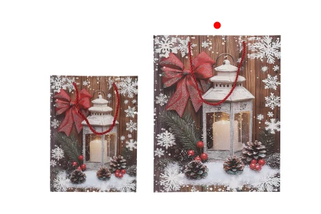 Božićne papirne poklon kese sa fenjerom, dimenzija 260x100x320 mm (210 g) sa ručkom - 12 kom-grupa_slika