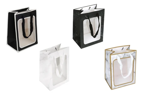 Papirna poklon kesa 180x130x250 mm sa prozorom i trakom za ručku - 12 kom-slika_proizvoda