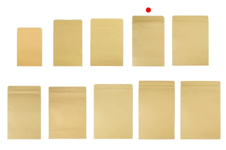Kraft DoyPack kesice 130x40x210 mm sa zip zatvaranjem, unutrašnjom aluminijumskom oblogom, ovalnim dnom i sa mogućnošću termo zatvaranja – 50 kom-grupa_slika