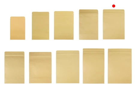 Kraft DoyPack kesice sa zip zatvaranjem, unutrašnjom aluminijumskom oblogom, ovalnim dnom i sa mogućnošću termo zatvaranja150x40x210 mm – 50 kom-grupa_slika