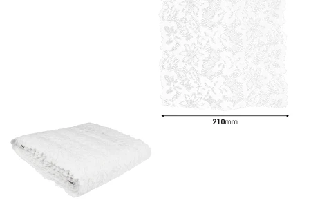 Elastična mekana najlonska čipka, širine 210mm - komad je 10 metara-dimenzije_slike