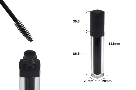 Bočica 10mL sa četkicom za maskaru sa crnim zatvaračem - 6 kom-2