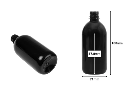 Plastična PET crna flaša 500mL (28/ 410) - 10 kom-dimenzije_slike