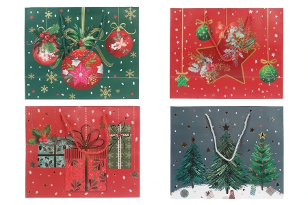 Božićne papirne poklon kese, dimenzija 310x120x250 mm (210 g) sa ručkom - 12 kom raznih motiva-grupa_slika