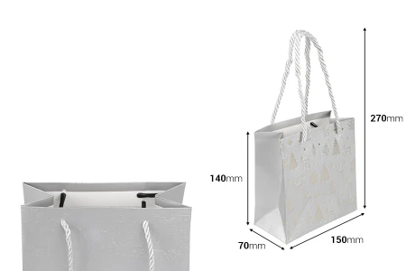 Božićna papirna poklon-kesa 150x70x140 mm sa ručkom od kanapa – 12 komada, različite boje-dimenzije_slike