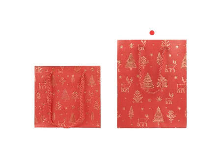 Božićna papirna poklon-kesa 180x100x230 mm sa ručkom od kanapa – 12 komada, različite boje-grupa_slika