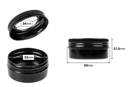 Aluminijumska kutijica 50mL sa prozorom na poklopcu - 12 kom-dimenzije_slike