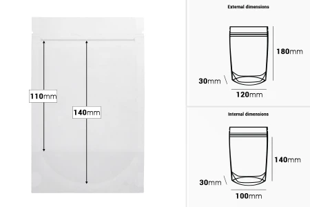 Providne DoyPack kesice sa zip zatvaranjem, ovalnim dnom i sa mogućnošću termo zatvaranja 120x30x180mm - 100 kom-dimenzije_slike