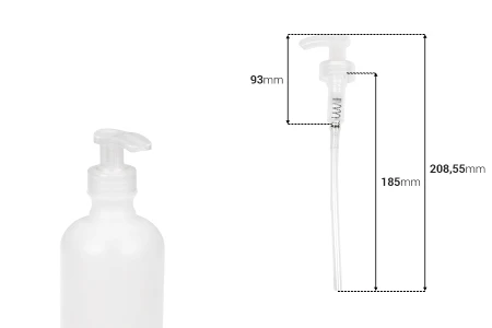Plastična pumpica 28/400 sa zaštitinim mehanizmom, za šampone ili kreme-dimenzije_slike