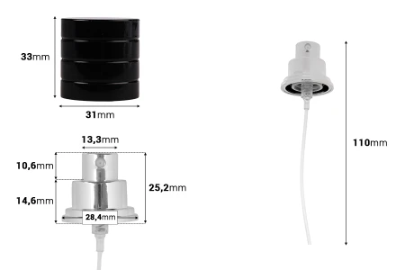 Set - sprej PP15 u zlatnoj ili srebrnoj boji sa crnim plastičnim zatvaračem (za 100mL)-dimenzije_slike