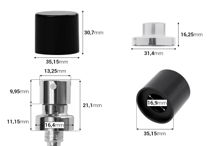Aluminijumski sprej sa sigurnosnim Crimp zatvaranjem 15mm i magnetnim poklopcem, u dve boje-2