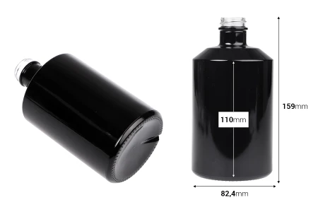 Cilindrična staklena boca 500mL u crnoj ili beloj boji-dimenzije_slike