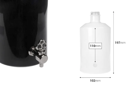 Staklena crna ili bela flaša 1000mL za parfeme sa otvorom za slavinu (odaberite slavinu iz pratećih proizvoda)*-2