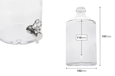 Staklena providna flaša 1000mL za parfeme sa otvorom za slavinu (odaberite slavinu iz pratećih proizvoda)*-2