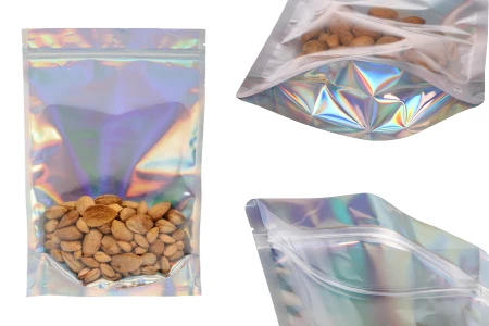 Aluminijumske DoyPack kesice sa zipom 200x50x300 mm, transparentnom prednjom stranom, ovalnim dnom i sa mogućnošću termo zatvaranja  – 50kom-slika_proizvoda