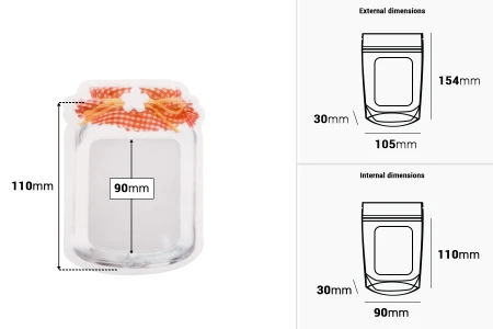 DoyPack kesica u obliku tegle sa zip zatvaranjem 105x30x154mm - 50 kom-dimenzije_slike