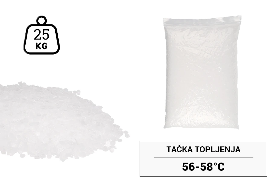 Parafin (tačka topljenja 56-58°C) u obliku pastila - 25kg
