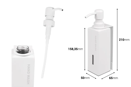 Dopunjivi zidni dozator za tečni sapun 230 ml, bele boje-dimenzije_slike