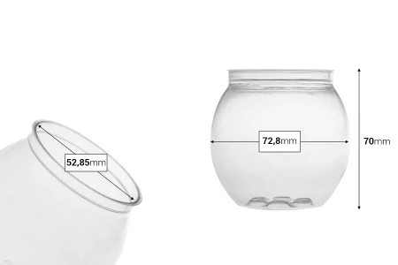 Providna (PET) plastična limenka 210mL (u obliku kuglice) bez poklopca (nepohodna upotreba mašine za zatvaranje) - 200 kom-dimenzije_slike
