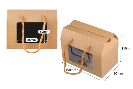Papirna poklon kutija - koferče 150x90x115 mm sa ručkama i prozorom - 12 komada-dimenzije_slike