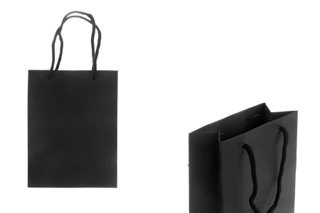 Crna papirna poklon kesa 150x75x200mm sa pamučnim kanapom - 12 kom-1