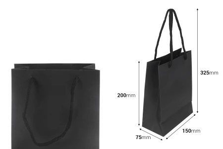 Crna papirna poklon kesa 150x75x200mm sa pamučnim kanapom - 12 kom-2