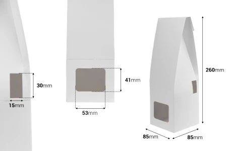 Bela papirna kutija 85x85x260 mm za bočice osveživača prostora sa mestom za štapiće - 20 kom-dimenzije_slike