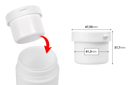 Zamenska unutrašnja bela teglica 30mL sa belim zatvaračem za šifru 19-3290-dimenzije_slike