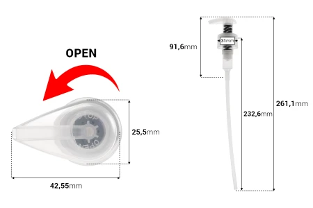Metal free pumpica za kreme od plastike (bez metala) 28/410 za kozmetiku-dimenzije_slike