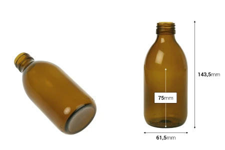 Staklena braon flašica 250mL, za parfeme i ulja-dimenzije_slike