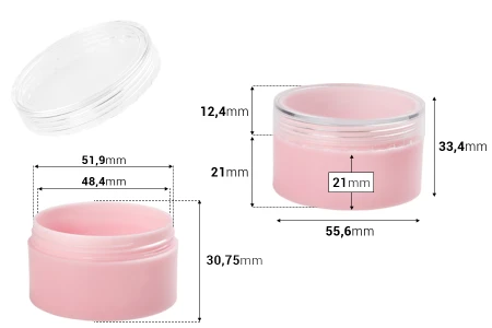 Akrilna roze kutijica 50mL, sa providnim zatvaračem - 12 kom-2