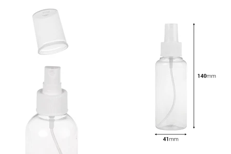 Providna PET flašica 100mL za lagane masne supstance sa sprejom i zatvaračem  - 12 kom-dimenzije_slike