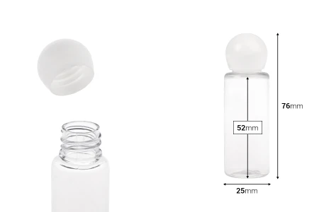 Plastična šampon boca 20mL sa okruglim zatvaračem - 50kom-dimenzije_slike