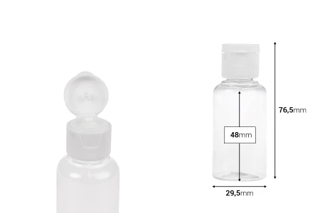 Plastična bočica od 35mL sa flip top zatvaračem - 12 kom-dimenzije_slike